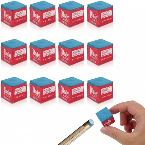 12 gessetti da biliardo, gessetti da biliardo, accessori per biliardo, gessetti per stecche da biliardo, gessetti per stecche da biliardo, gessetti di alta qualità, colore blu, gesso antiscivolo e
