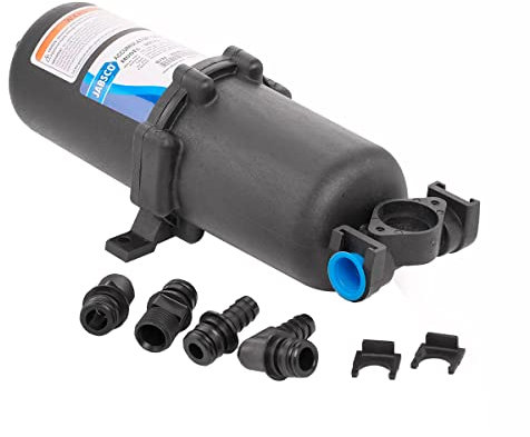 Jabsco 30573-0000 Marine Pressurized Water Accumulator Tank with Bladder (1-Liter), Black