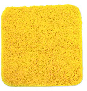 WohnDirect Badematte 45x45 cm ohne Ausschnitt Gelb – Kleiner Badteppich Quadratisch & rutschfest, Flauschiger Badvorleger, Waschbar, für Gäste-WC & Fußbodenheizung