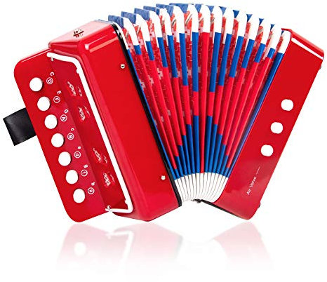 Akkordeon,Horse Akkordeon 10 Tasten Musikinstrumente Leicht und Umweltfreundlich (Rot)