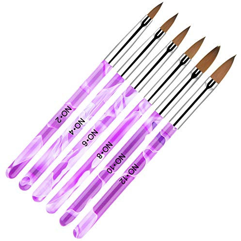 AvoDovA 6 Stück Pinselset für Nailart, Acryl Gel Nagel Pinsel Set, Nail Art Nagel Stift für Malerei, Professionell Nagelpinsel UV Gel Nagel Acryl Pinsel Nail Art Nagel Kunst Malerei Pen für gelnägel