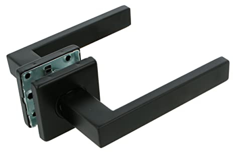 Amig - Set di Maniglie con Rosetta Interna per Porte - Mod. 8RX - 54 x 54 mm - Quadro da 8 mm - Design Elegante e Semplice - Acciaio Inossidabile Nero