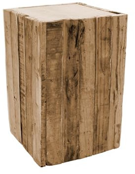 Spetebo Design Holz Hocker eckig - 30x20 cm - Blumenhocker Beistelltisch Holzklotz Hocker Blumenständer