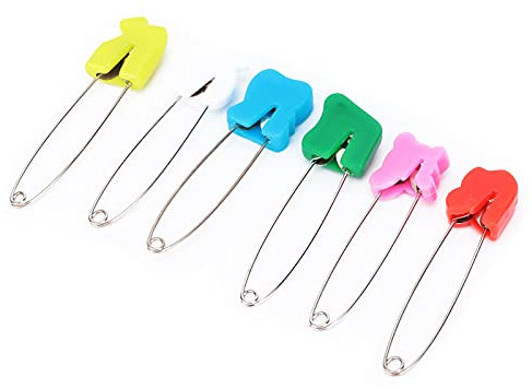 Windelklammer, praktisches Zubehör Windel Windelklammer Windelklammern Kunststoffkopf Sicherheitsnadel für den Heimgebrauch(6 Tierkopf-Farbstifte)