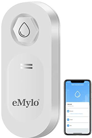 eMylo Detector de Fugas de Agua WiFi, Alarma de 120dB con Notificación en Tiempo Real, Monitor de Nivel para el Hogar