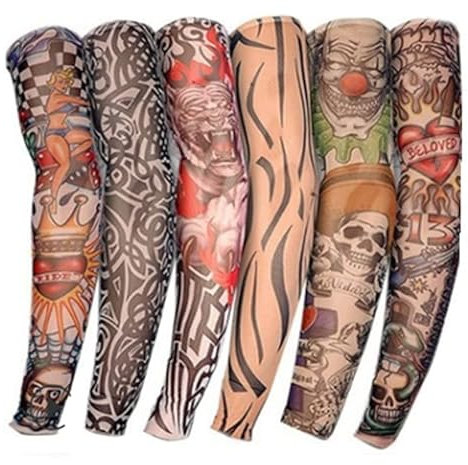 8 stück gefälschte temporäre Tattoo-Armstulpen, elastische Sonnenschutzhandstulpen für den Außenbereich, neutrale, coole und hübsche Tattoos, modische Kunstdekorationsartikel, geeignet für Festivals