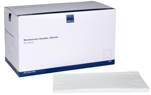 ABENA Kompressen 125 Stück, nicht gewebt, STERIL ULTRASOFT Wundauflagen, 4-lagig, 10 x 20 cm, Mullkompressen, verpackt 5 Stück