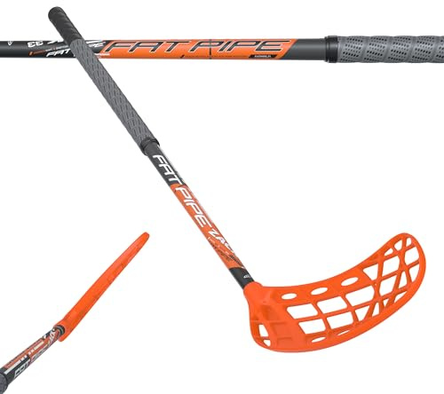 FAT PIPE Floorball Schläger Unihockey Stock 'Zack 33 Bone ORANGE' - IFF Zertifiziert (Linke Hand Oben (Rechtsauslage), Schaftlänge 92 cm (Gesamtlänge 102 cm))