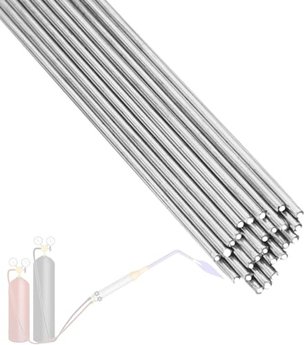20 stycken aluminium lödmetall, svetsstänger med låg temperatur 2,4 x 250 mm, aluminium lödning propan brännare fyllningstråd för reparation av aluminiumrör, aluminiumlegering/lödning av kopparrör