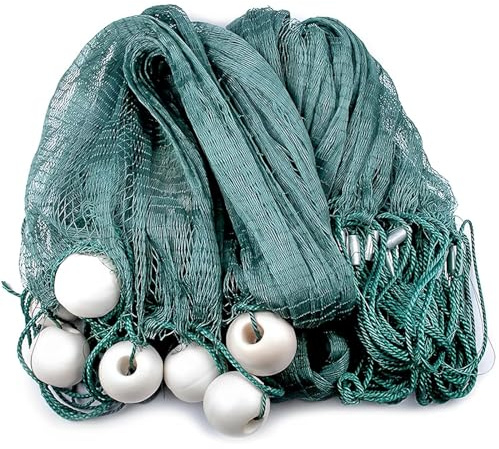 Fishing Net Pull Net Trawl 16.4FT/32.8FT/49.2FT/65.6FT/98.4FT/131.2FT/164FT Clear Pond Fishing Net Drag Net Nylon Portable Bait Folding Cast Net (30m/98.4FT Long)