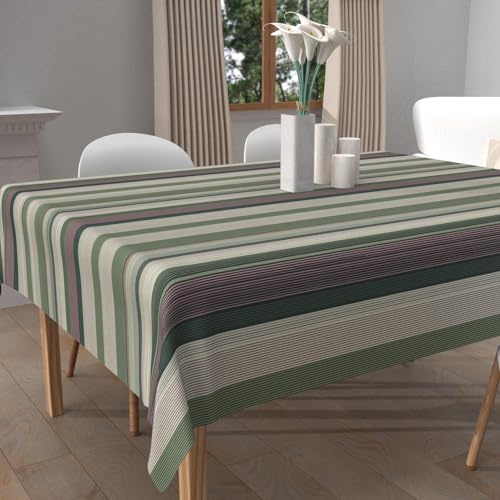 Soleil d'Ocra, Tovaglia stampata antimacchia quadrata 180x180 cm BAYADERES kaki