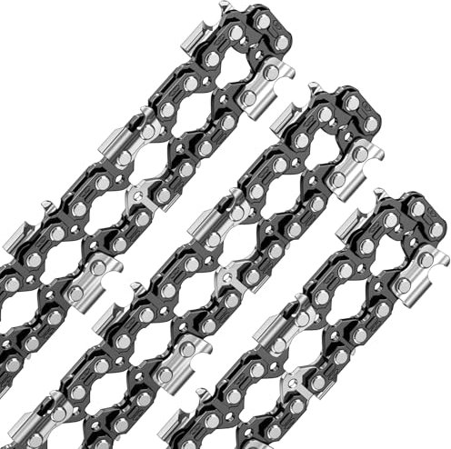 Aicoya Pack de 3 Cadenas de Motosierra 3/8LP para Espadas de 30 cm 45 Eslabones, 1.3mm Cadena de bajo retroceso 050
