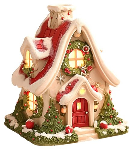 Porte-cône d'encens, brûleur d'encens, brûleur d'encens de cabane en rondins de Noël mignon, brûleur d'encens à cône en résine, porte-enceinte en encens portable pour la maison de décoration de vacan