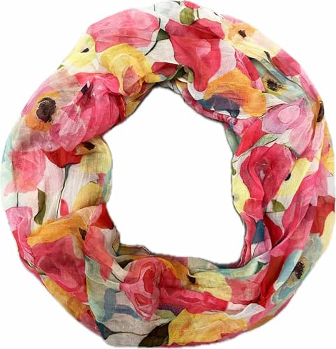 Jeamis blommor mandala silke loop gradient vår rund halsduk regnbåge unisex sommar lätt halsduk stola prickar, Blommor 25F röd, 160 x 48 cm