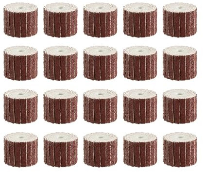 Levigatrice a mola lamellare grana 180, 20 pezzi e asta di collegamento da 0,3 cm, per smerigliatrice elettrica, incisione, penna, maniglia da appendere (13 mm)