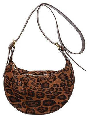 fdsmall Halbmond Tasche für Frauen Frauen Stilvolle Knödel Tasche Multi-Taschen Leopard Druck Hobo Sling Taschen mit verstellbarem Gurt für Reisen Arbeit Schule täglicher Gebrauch (Yellow)