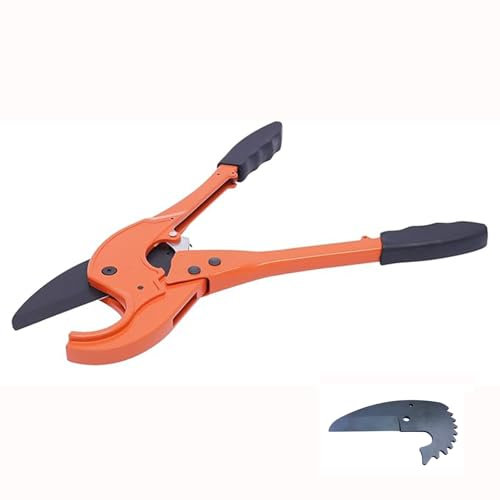Carga Pesada Carraca Cortatubos, PEX PVC PPR Cortatubos Corta 20-75mm, Herramienta para Cortar Tubos con Cuchillas Reemplazables para Trabajos Domésticos Y Fontanero Red,1