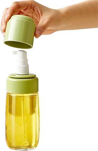 Botella pulverizadora de aceite, 6,1 x 6,1 x 17,6 cm, pulverizador de aceite de cocina | Botella dispensadora de cocina de vidrio PP de oliva | Botellas de spray de vinagre de alimenticio para