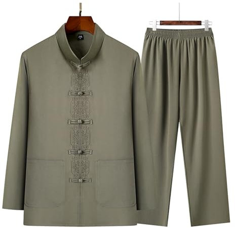 Leeonway Traditionell Wing Chun Taichi Uniform,Herren Kungfu Tang Anzug,Kung Fu Uniform Set,Weich Und Bequem,Leicht Zu Tragen,FüR Senioren AnfäNger MäNner Frauen