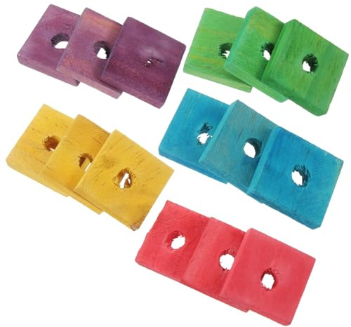 COOLHIYA 50 Pieces DIY Parrot Wood Chip Mixed Color Bird Bite for Cockatiels Parakeets Small Birds Entertaining Skill Development Chewing Playground