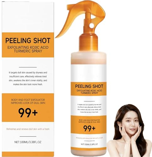 Peel Shot Keratin Care Cúrcuma Ácido Cójico Spray Hidratante para Piel Seca del Cuerpo, Exfoliante de la Piel para la Cara, Removedor de Piel Muerta para Cuerpo y Cara. (1 unidad)