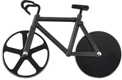 TENGWA Corta Pizza de Acero Inox Diseño de Bicicleta Tijeras Pizzaa Reposteria Revestimiento Antiadherente Negro Lavable a Máquina Regalo Creativo Apto para Panqueques Pasteles
