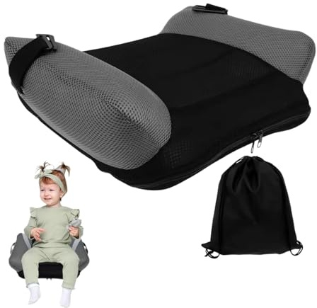 Rehausseur Voiture Enfant Gonflable Portable Sans Dossier avec Boucle de Sécurité et Sac Transport, Coussin Rehausseur Respirant pour Voyage Voiture Taxi Déplacements Plein Air