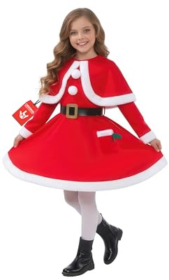 Morph Costume Babbo Natale Bambina, Vestito Babbo Natale Bambina, Abito Babbo Natale Bimba, Vestito Mamma Natale Bambina L