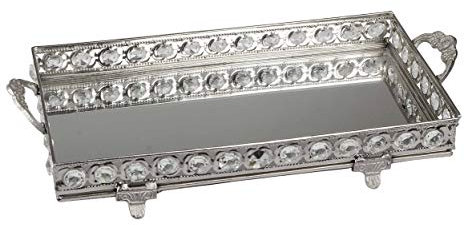 Formano Spiegeltablett Dekotablett Rechteckig Silberfarben