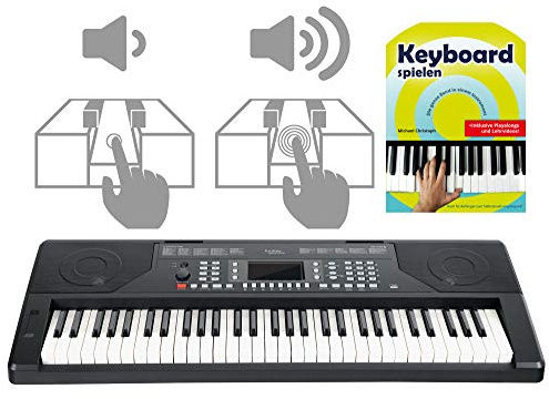 FunKey 61 Edition Touch Keyboard - 61 Tasten - Touch Response - 300 Sounds & Rhythmen - Begleitautomatik und Lernfunktionen - USB-, Mikrofon- und Kopfhöreranschluss - inkl. Keyboardschule - schwarz