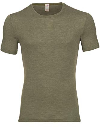 Engel Natur, Herren T-Shirt, Wolle und Seide (54-56, Olive)