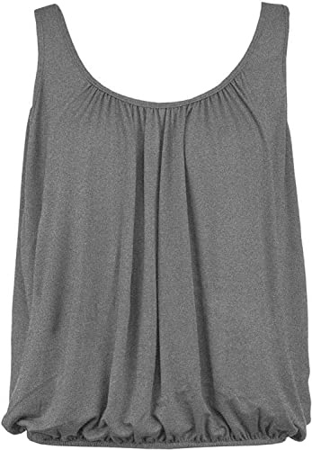 Love My Fashions® Women’s Vest Top Sleeveless Round Scoop Neck Tank Bubble Hem Straps Summer Vest Tops for Women UK Dark Grey