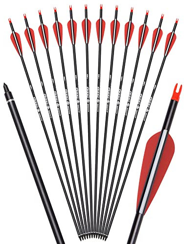 12er Pfeile für Bogenschießen 30 Zoll Carbonpfeile Erwachsene Jagdpfeile 500 Spine Bogen Pfeile für Recurvebogen Compoundbogen Langbogen