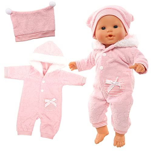 Miunana Baby Doll Clothes Pink Outfit Overall for 14-17 Inch 35-43cm Dolls