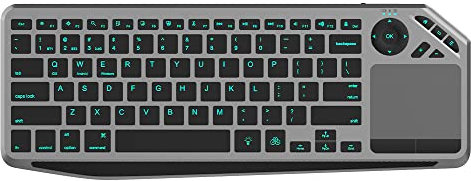 Techly 365375 Tastiera Wireless Dual Mode Bluetooth & 2.4G per Smart TV Retroilluminata con Touchpad Nero