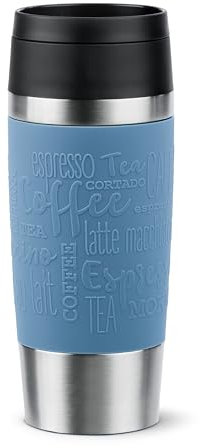 Emsa N20211 Travel Mug Classic Gobelet isotherme 0,36 l | Bouchon à vis confortable | Acier inoxydable | 4 h chaud et froid 8 h | 100% étanche | Passe au lave-vaisselle | Ouverture à 360° | Bleu aqua