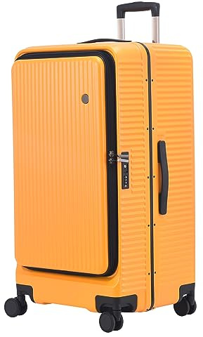 TydeCkare 29 Zoll 40 * 37 * 77 cm, 113 l, aufgegebenes Aluminiumgepäck mit seitlicher Öffnung, 360°-Universalräder, Leichter Hartschalen-Koffer aus ABS + PC mit TSA-Schloss, Orange