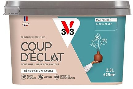 V33 Peinture murale intérieure Coup d'Éclat® Bleu d'orage Mat Poudré 2,5L