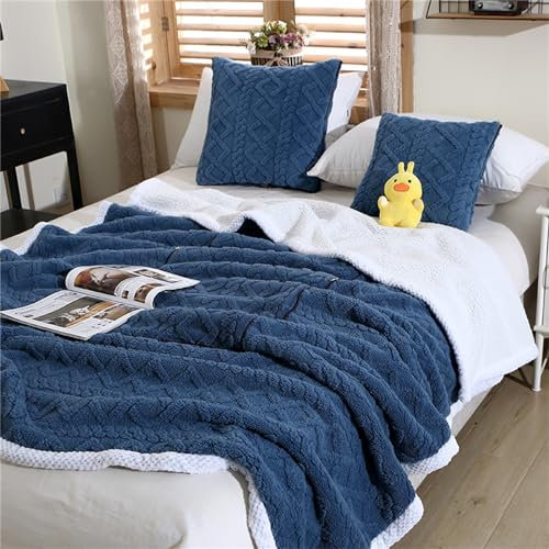 Hixingo Reisedecke und Kissen 2 in 1, Reisedecke mit Kissen Set Multifunktionale Reise Decke und Kissen 2 in 1 Weichem Flugzeug Verwandlungskissen für Urlaub, Camping (Einfarbig-Dunkelblau,50 * 50cm)