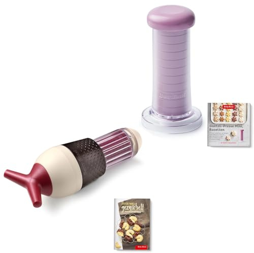 Betty Bossi Keks-Presse + Zwirbel Presse Gourmet im Set - Gebäckpresse für Kekse und Plätzchen, Kekspresse Biscuits und Plätzchenpresse mit Rezeptheften