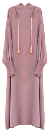 BiCophy Muslim Two Piece Prayer Dresses for Women Plus Size Long Sleeve Solid Color Loose Fit Full Length Abaya Middle East Dubai Turkey Kaftan Hooded Maxi Dress