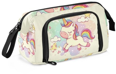 Mnsruu Trousse à crayons de grande capacité - Motif licorne et cheval - Pour l'école, l'université, le bureau - Pour adolescents, adultes, étudiants, Cheval licorne mignon, Taille unique, Mallette