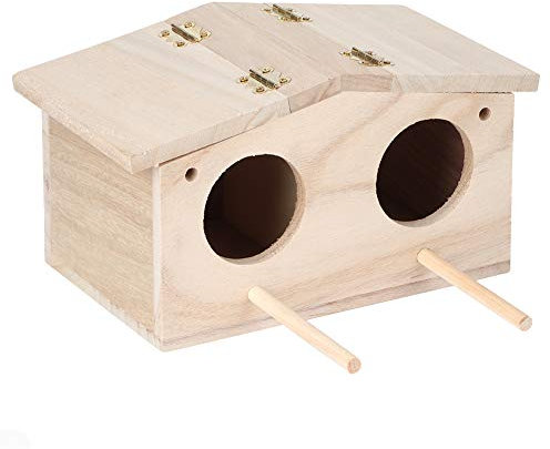 Aumotop Nids d'oiseaux en Bois pour Animaux de Compagnie, Boîte D'élevage, Cage, Accessoires de Nichoir, Jolie Cabane en Rondins Ventilée pour Perroquets, Hirondelles, Bois de Platane