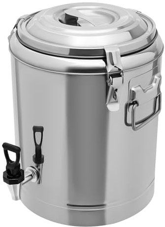 Grande marmite chaude isolée - 20 l - Récipient de transport thermique avec robinet d'écoulement - En acier inoxydable - Avec couvercle et poignées de transport - Pour aliments et boissons