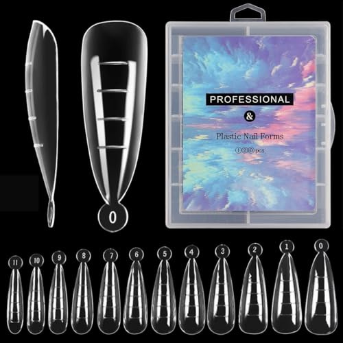 Tips unghie ricostruzione, 120 PCS Unghie Finte Nail System Dual Nail Form, Riutilizzabili Nail Dual Form Kit Nail Form Shape Acrilico Tips Unghie Graduata per Unghie Strumenti, 12 misure
