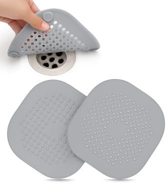 2 Pcs Silicone Drain Protector with Sucker, Sink Strainer Protector, Shower Drain Covers Hair Catcher, Strainer Plug Trap Filter for Bathroom, Bathtub, Kitchen