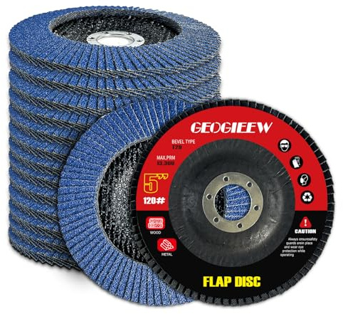 GEOGIEEW Disco Abrasivo Lamellare Ø115mm 20 Pezzi, Dischi per Smerigliatrice Angolare con Grana 120, Disco per Legno Smerigliatrice, Adatto per Acciaio Inossidabile Metallo e Legno