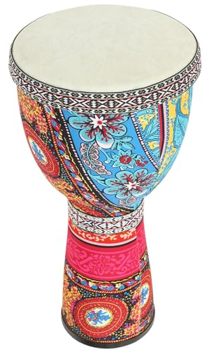 BESPORTBLE Tambour Africain à Main 8,5 Pouces Léger en PVC Rouge Feuille de Mouton Sangle, Instrument de Percussion Coloré pour Garçon et Filles, Musical Éducatif pour Fêtes Style Aléatoire