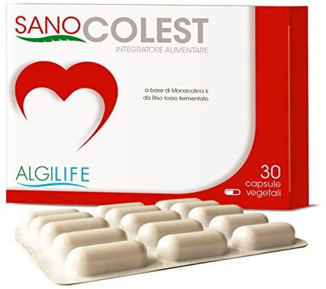 Integratore Riso Rosso Fermentato Colesterolo. Integratore Colesterolo ricco di Monacolina K favorisce i normali livelli di lipidi, con Cardo Mariano, Carciofo, Coenzima Q10 (30 Capsule scorta 1 Mese)