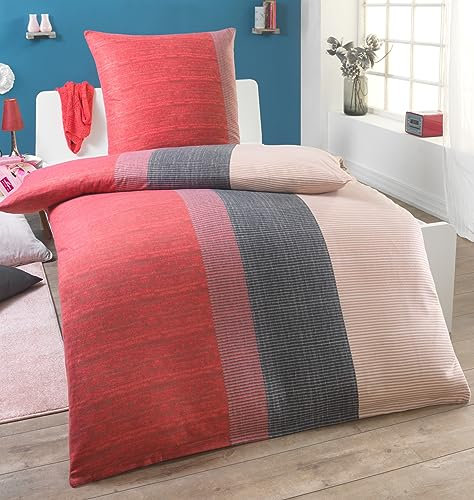 DreamHome 2 TLG Microfaser warme Winter Thermo Fleece Bettwäsche 135x200 Kissenbezug 80x80, Design - Motiv:Design 2